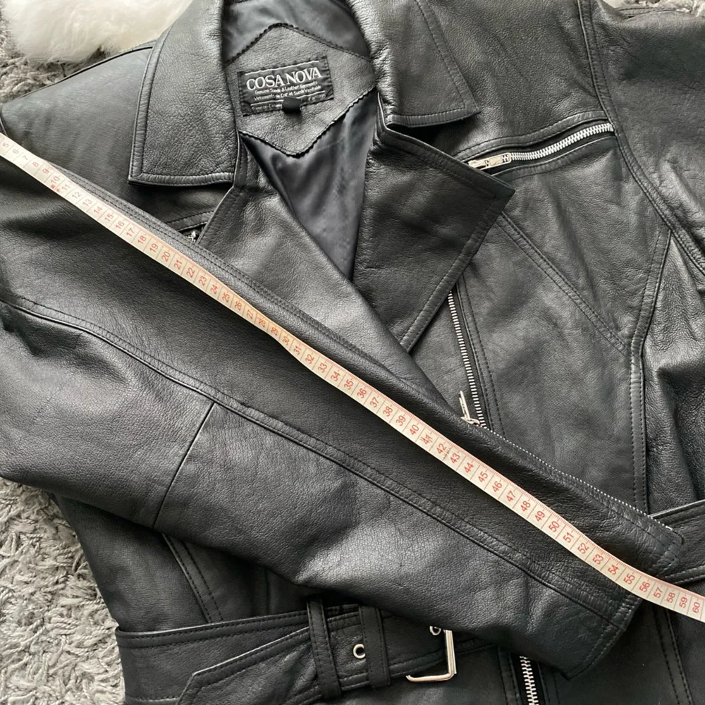 Vintage Cosa Nova Black Leather Biker Jacket - Picture 11 of 12